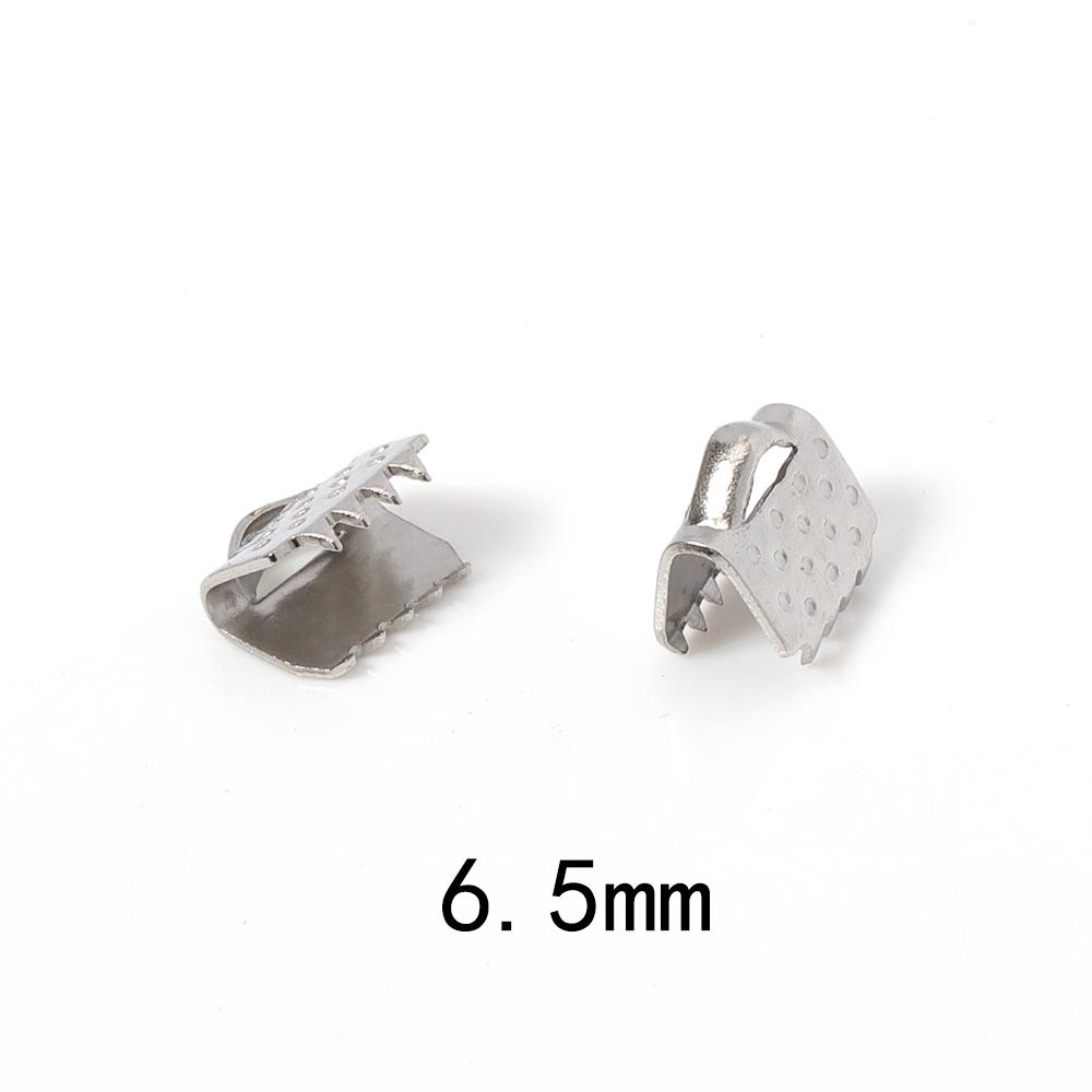 

50pcs Stainless Steel Fastener Crimp End Clips Cove Clasps for Jewelry Making Cord Caps Ribbon Leather Cord Foldover Connectors