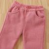 Kids Thicken Trousers Winter Clothes Warm Children's Bottom Corduroy Solid Color Girl's Winter Flare Pants For Baby Girls