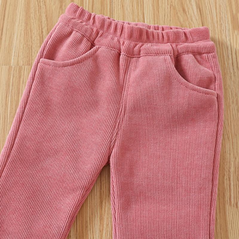 Kids Thicken Trousers Winter Clothes Warm Children's Bottom Corduroy Solid Color Girl's Winter Flare Pants For Baby Girls