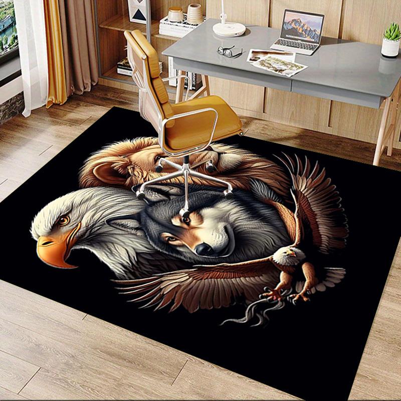 1PC Eagle Lion Wolf Non-Slip Floor Carpet Compatible for Office&Living Room&Dining room - Flat-Weave Machine- Soft & Pattern-E280