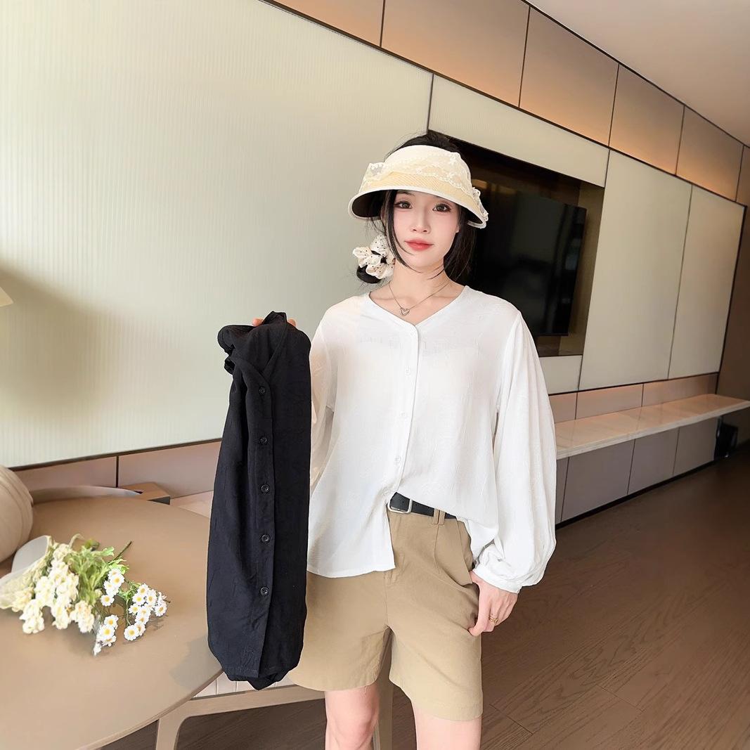 

A Jacquard Shirt, V-neck, Stand-up Collar, Light and Thin Jacket for A Woman XL