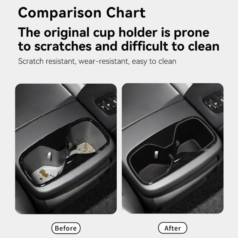 TPE Rear Cup Holder Storage Tray Not Slip Armrest Organizer Car Interior Accessories Simple Instalaltion for Car Use