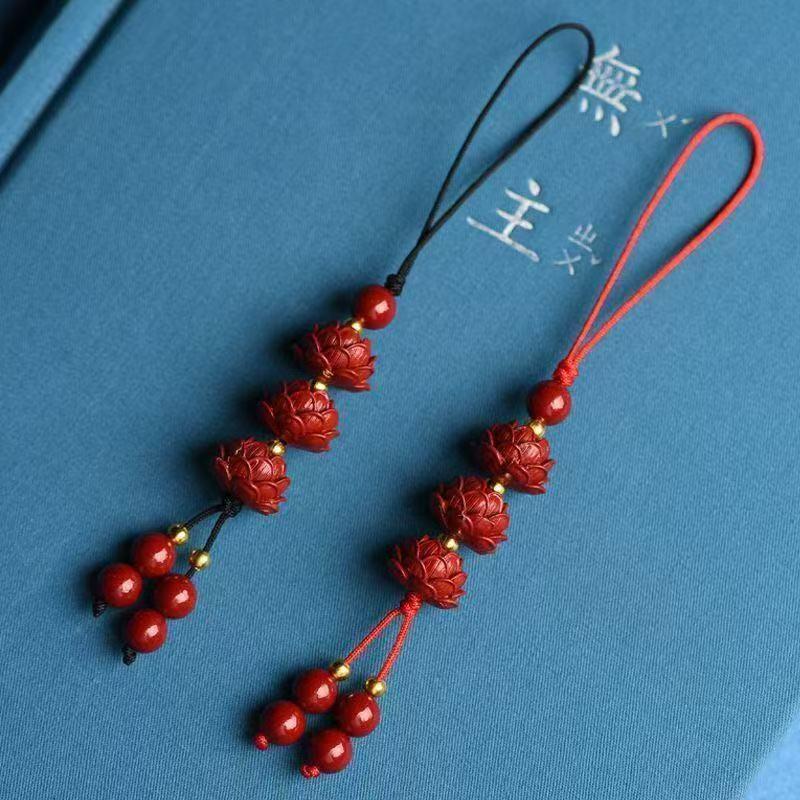 Peace Lotus Phone & Car Keychain Pendant - Imitation Cinnabar Gift for Men & Women