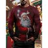 Spring and Autumn Round Neck 3D Printed Top Christmas Costume Fashionable Casual Long Sleeved Men's T-shirts