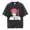 Anime The Disastrous Life of Saiki K Graphic Print Tshirt Men Women  Vintage Washed Cotton Oversized Harajuku Style Summer Tees