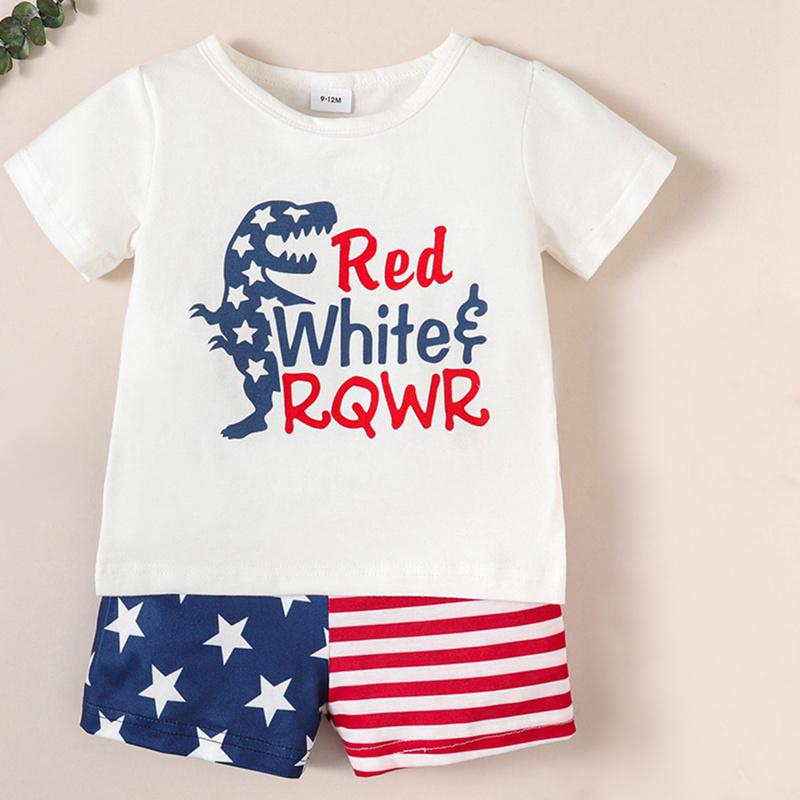 

Boys Short Sleeved T-Shirt And Shorts Set Printed Two-Piece Children s Clothing Set 3-6M