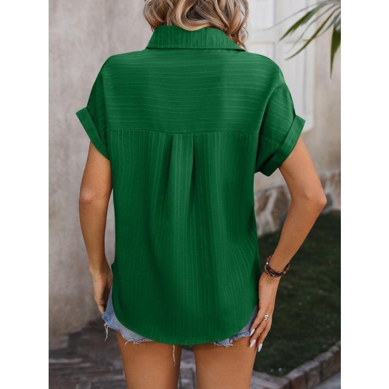 Spring and Summer New Women's Solid Color Simple Off-shoulder Casual Loose Short-sleeved Shirt for Women