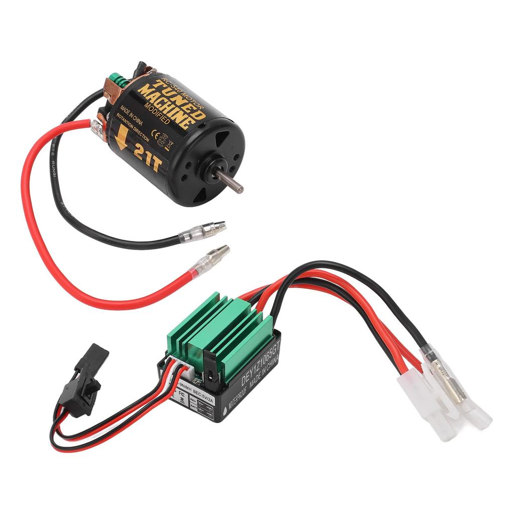 Brushed Motor/ESC Combo 540 21T Brushed Motor and 65A Waterproof Green Brushed ESC for Traxxas and Tamiya