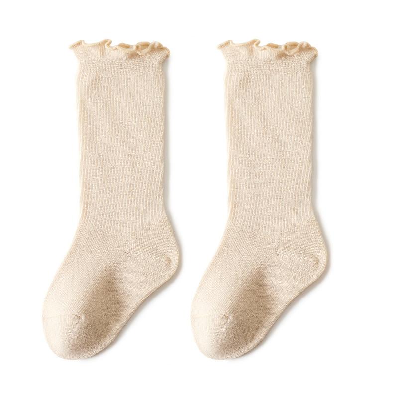 Autumn Baby Ruffle Girls Socks Knee High Cotton Long Sock Kids Soft Solid Toddlers Socks Children Princess Socks for 0-5Y Spring