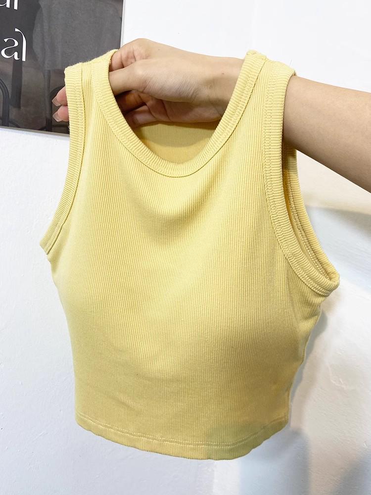 Women's Slim Fit Sleeveless Sling Tank Top with Chest Pads - Summer Hot Girl I-Back Shirt