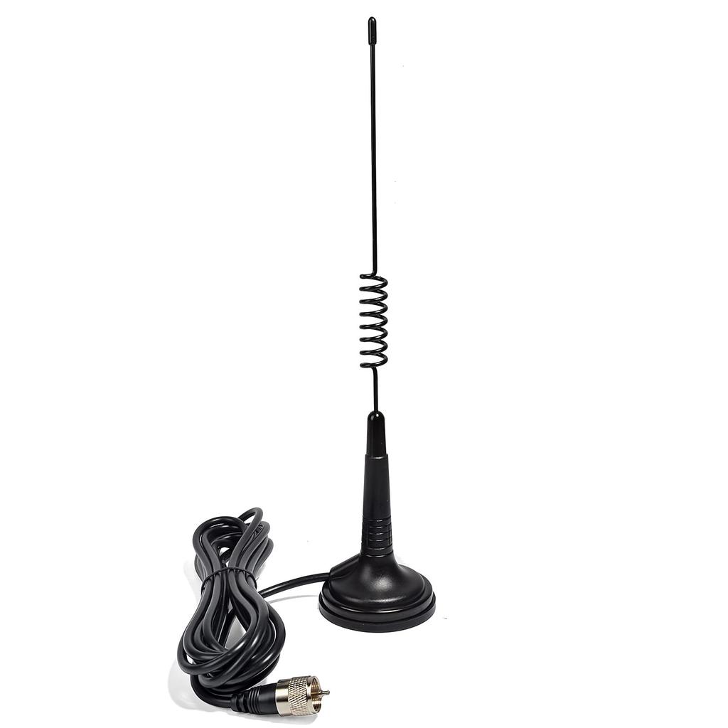 Antena de radio CB HYS con base magnética, 27 MHz, con cable coaxial de 4 m y conector tipo MP para móvil de 26 a 28 MHz.