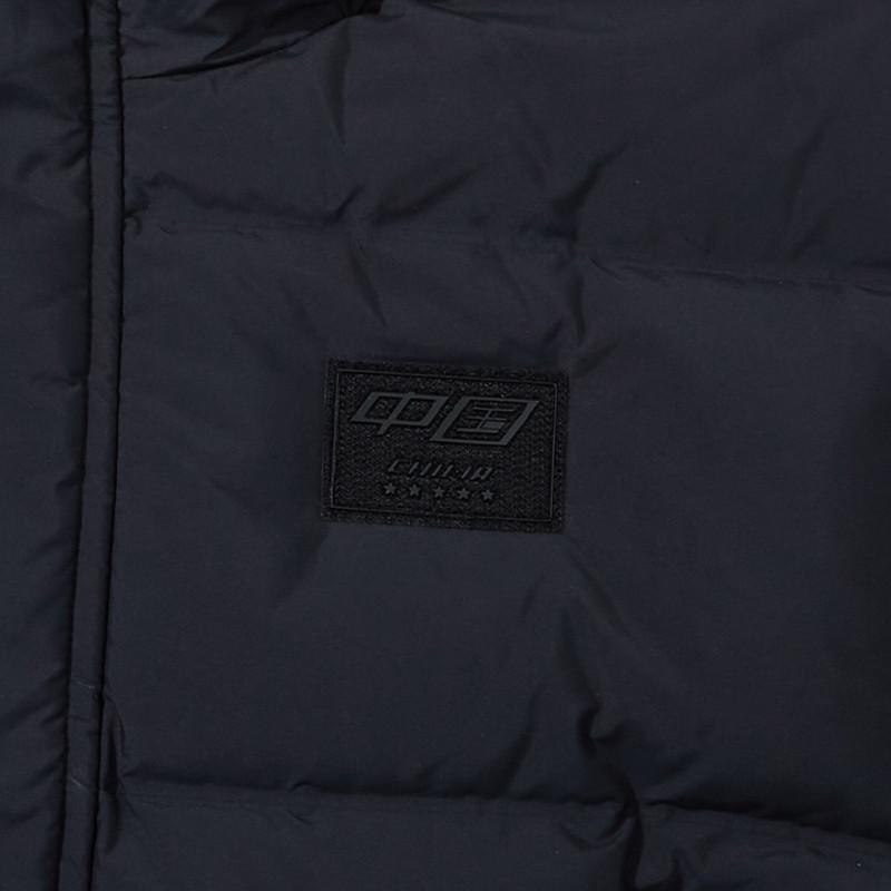 Li Ning Letter Print Hooded Loose Fit Drop Shoulder Zipper Long Sleeve Long Thick Down Jacket Unisex Outerwear Black AMYT366-1