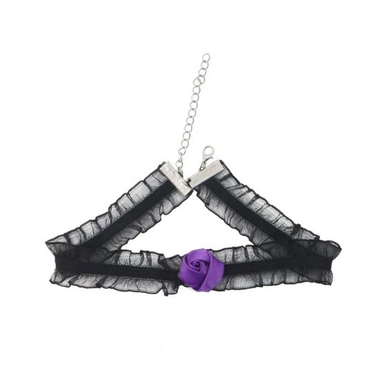 Costume Party Headpiece Halloween Spider Web Headband, Black Lace Choker Collar with Rose, Theme Photo Props Accessory for Women Girls, Gothic