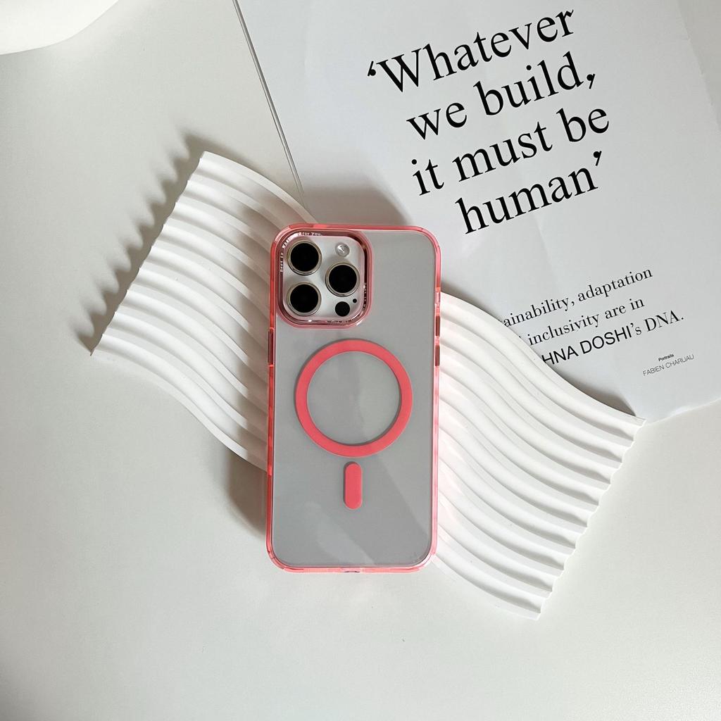 Factory ip15promax transparent magnetic mobile phone case Apple 15 ice color high-transparency metal ring button protective cover batch