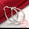 Original 925 Sterling Silver Corrugated Big Huggie Earrings For Woman Fashion Charm Christmas Jewelry Gift