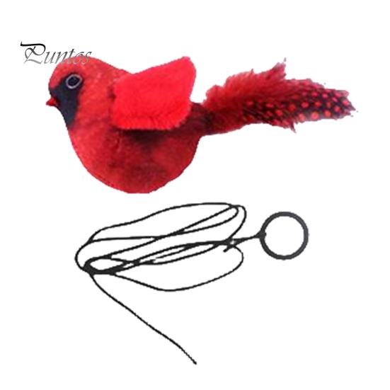 

Интерактивные игрушки для кошек, подвесная плюшевая птица, писклявая звуковая имитация птицы, игрушка-дразнилка, игривое развлечение, связь с вашим домашним котенком, щебечущая игрушка для кошек красный