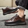 Spring new crocodile pattern leather shoes casual sports shoes men's versatile breathable Internet celebrity tide shoes Douyin same style