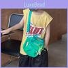 Color Simple Solid Letter Printed Children Single Shoulder Bag With Pendant