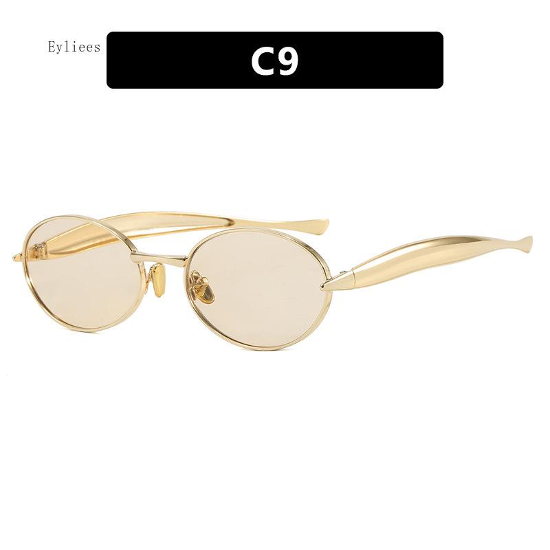 New Sardine Mirror Legs European and American Sunglasses Women's High Fashion Glasses Cross Border Oval Sunglasses Men