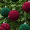 12 Pcs Velvet Christmas Balls Flocking Balls Christmas Tree Ornament Shatterproof Plastic Hanging Baubles Decoration for Xmas Tree Party Home