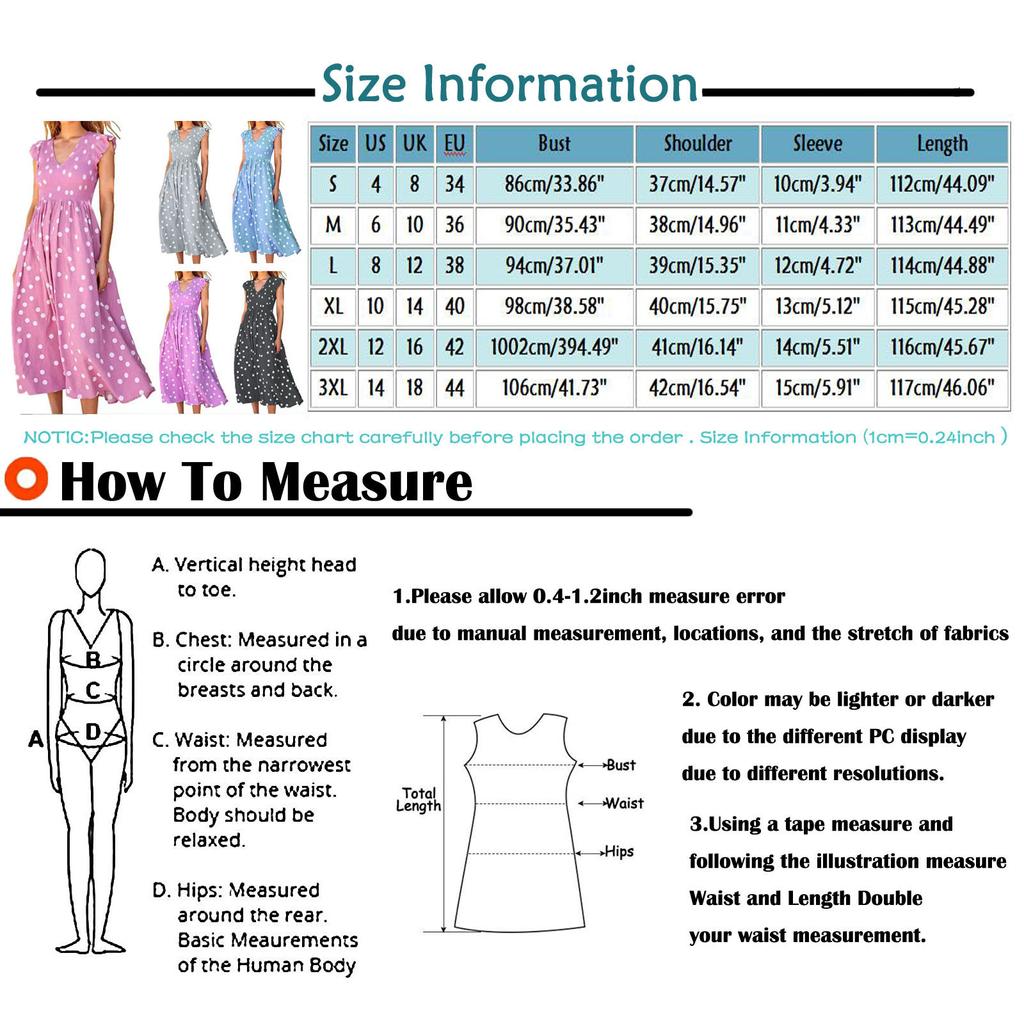 Moda Donna Primavera Estate Scollo a V Vita Orlo Ampio Abito Stampa a Pois