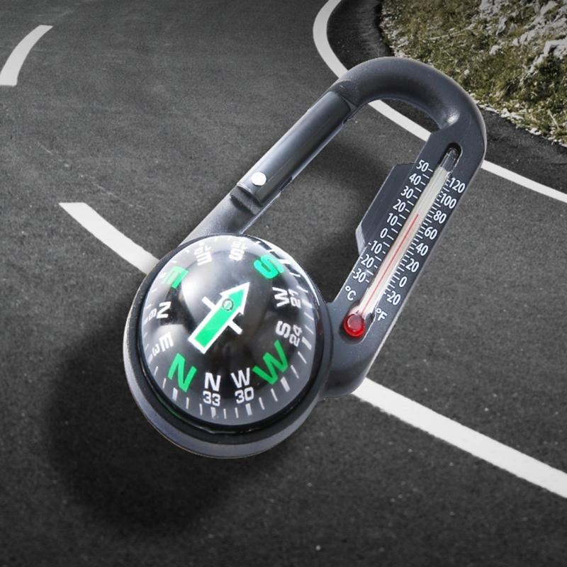 Camp Carabiner Compass and Thermometer Outdoor Navigation Tool Keychains for Outdoor Hiking Camping Survival Tool