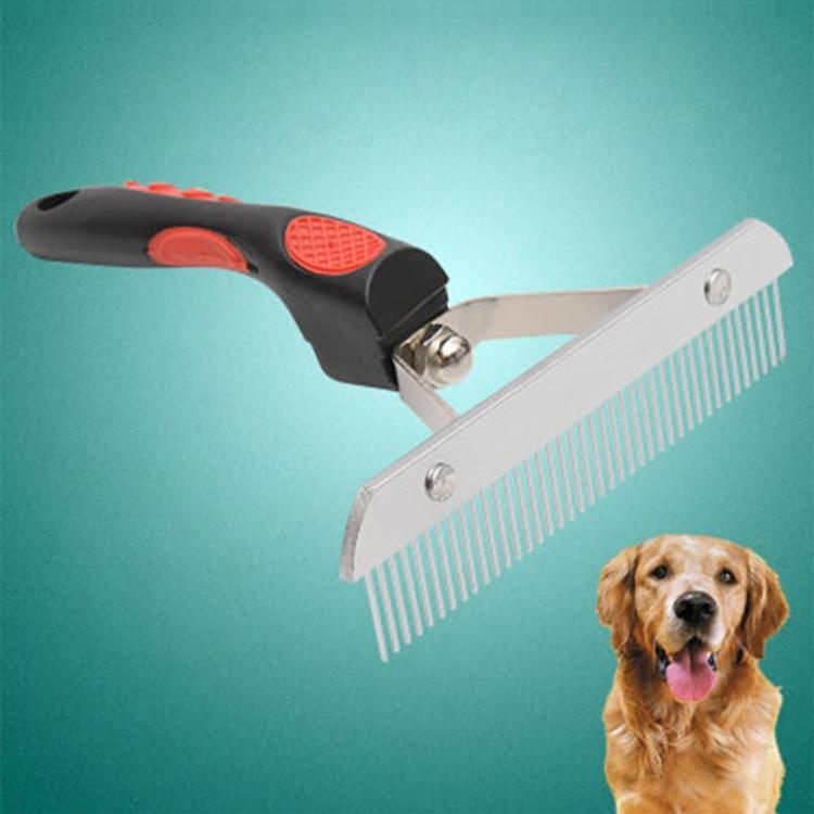 Big Dog Hair Combs Stainless Steel Pet Grooming Rake Comb Rubber Handle Hairdressing Brush Tool, Size: 17.0x16.0cm