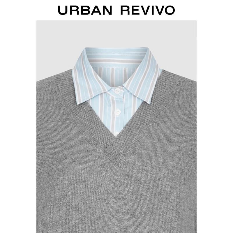 UR Women's Faux Two-Piece Colorblock Striped Knit Sweater