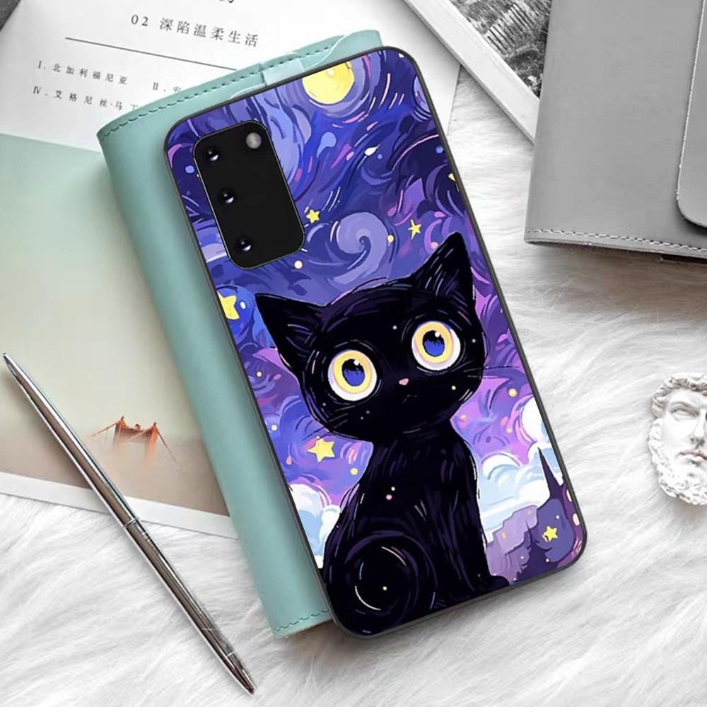 Starry Sky Cat Phone Case For Samsung S 9 10 20 21 22 23 30 23 24 Plus Lite Ultra FE S10lite Fundas