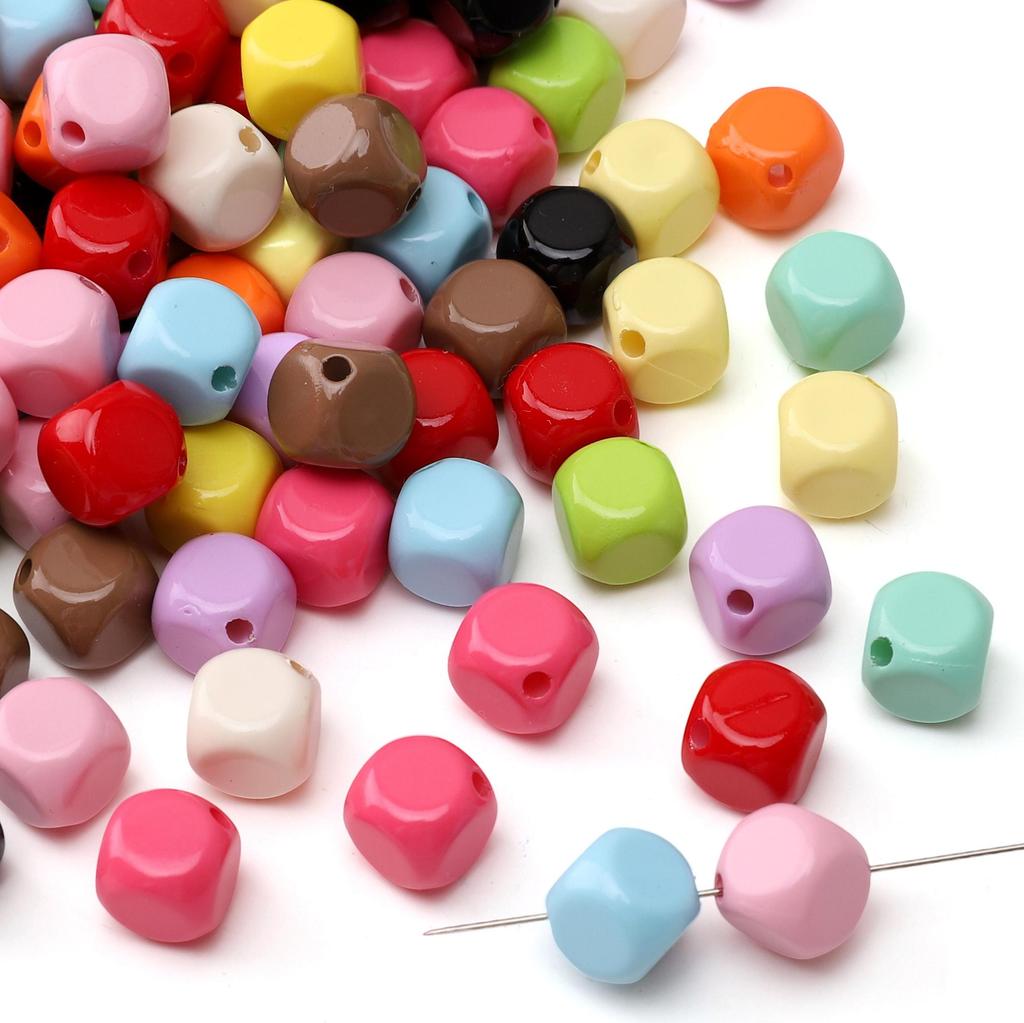 5Pcs Acrylic Spray Painted Square Shaped Beads Oblique Cut Surface Beads For DIY Necklace Bracelet Earrings Jewelry Making Craft Accessories