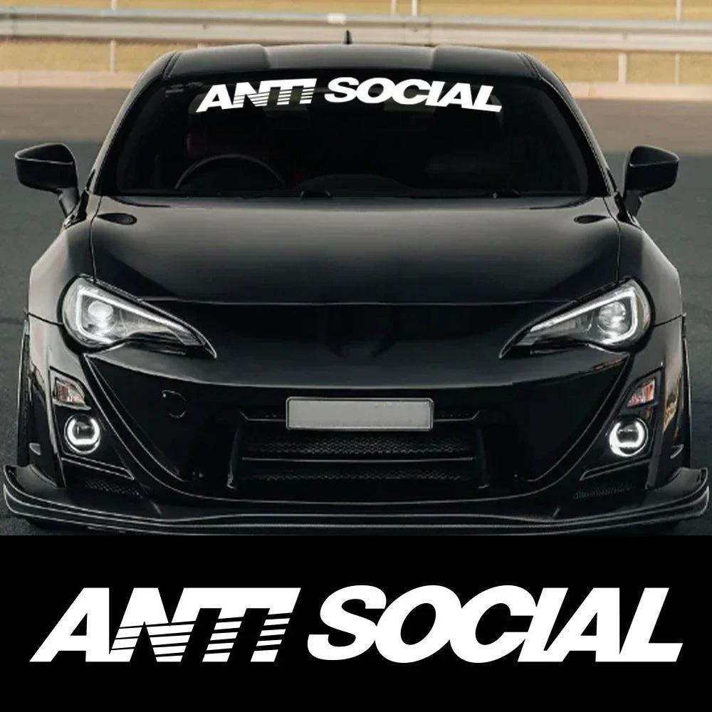 Adesivo per parabrezza anteriore auto Slogan ANTI SOCIALE Vinile PVC Autoadesivo Decorazione Auto Styling Adesivi Accessori