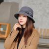 Korean Wool Fisherman Hat with Japanese Style and Pom Pom, Warm Autumn/Winter Bucket Hat for Women.