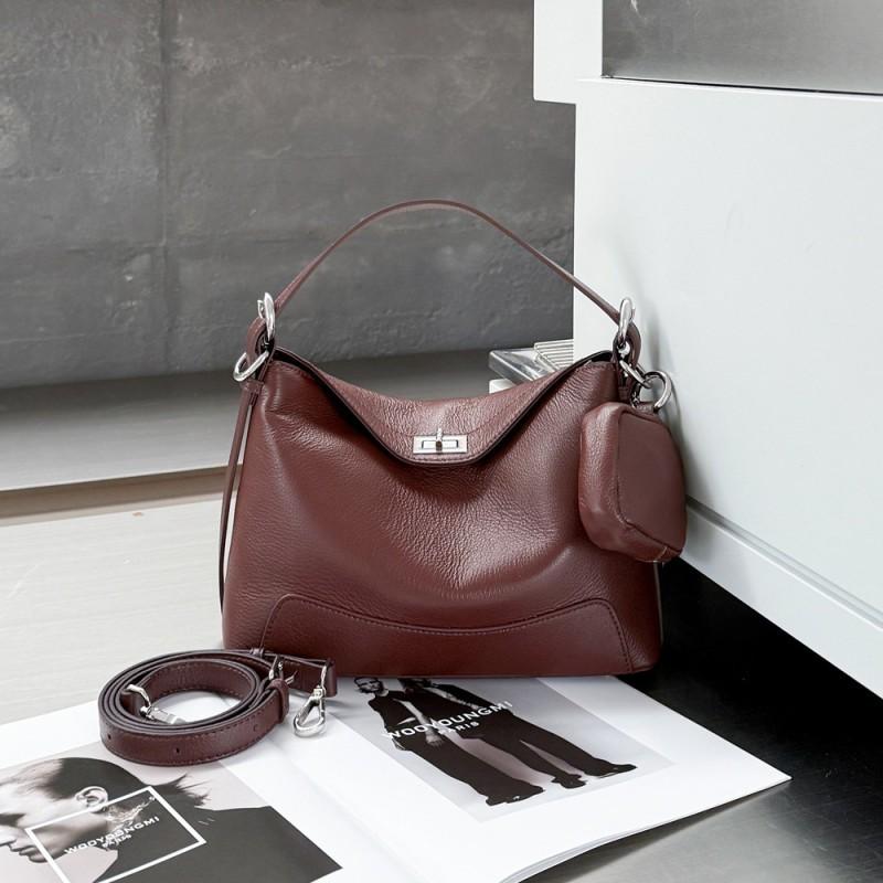 

Hot Natural Drop Top Layer Cowhide Armpit Bag With A High-end Feel Hundred Clutch Handbag Trendy Leather Women s Small 27x10x17cm кофейный