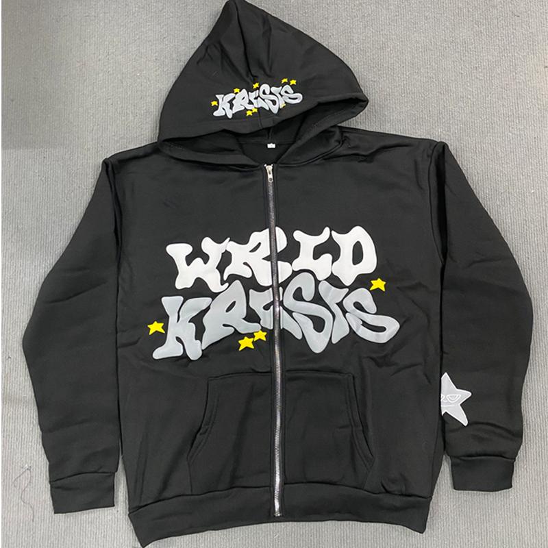 Evropský a americký pouliční retro módní trend mikina na zip s potiskem písmen pro muže a ženy