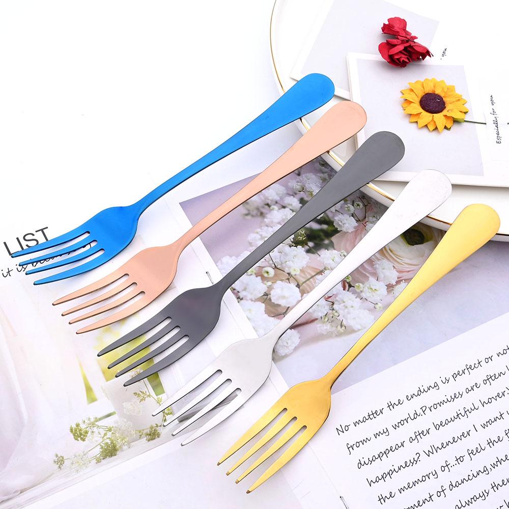 Drmfiy Dinner Forks Stainless Steel Dinnerware Set 6 Piece Snack Dessert Forks Tableware Salad Fork Cutlery Kitchen Utensils