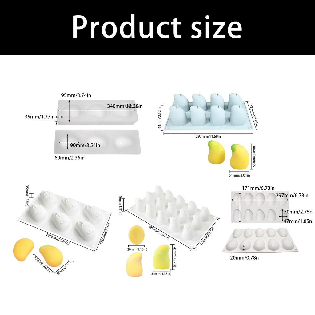 Silicone 3D Mangos Shape Molds Multi Cavity For Professional Cooking And Home Bakery To Make Beautiful Cakes Dessert