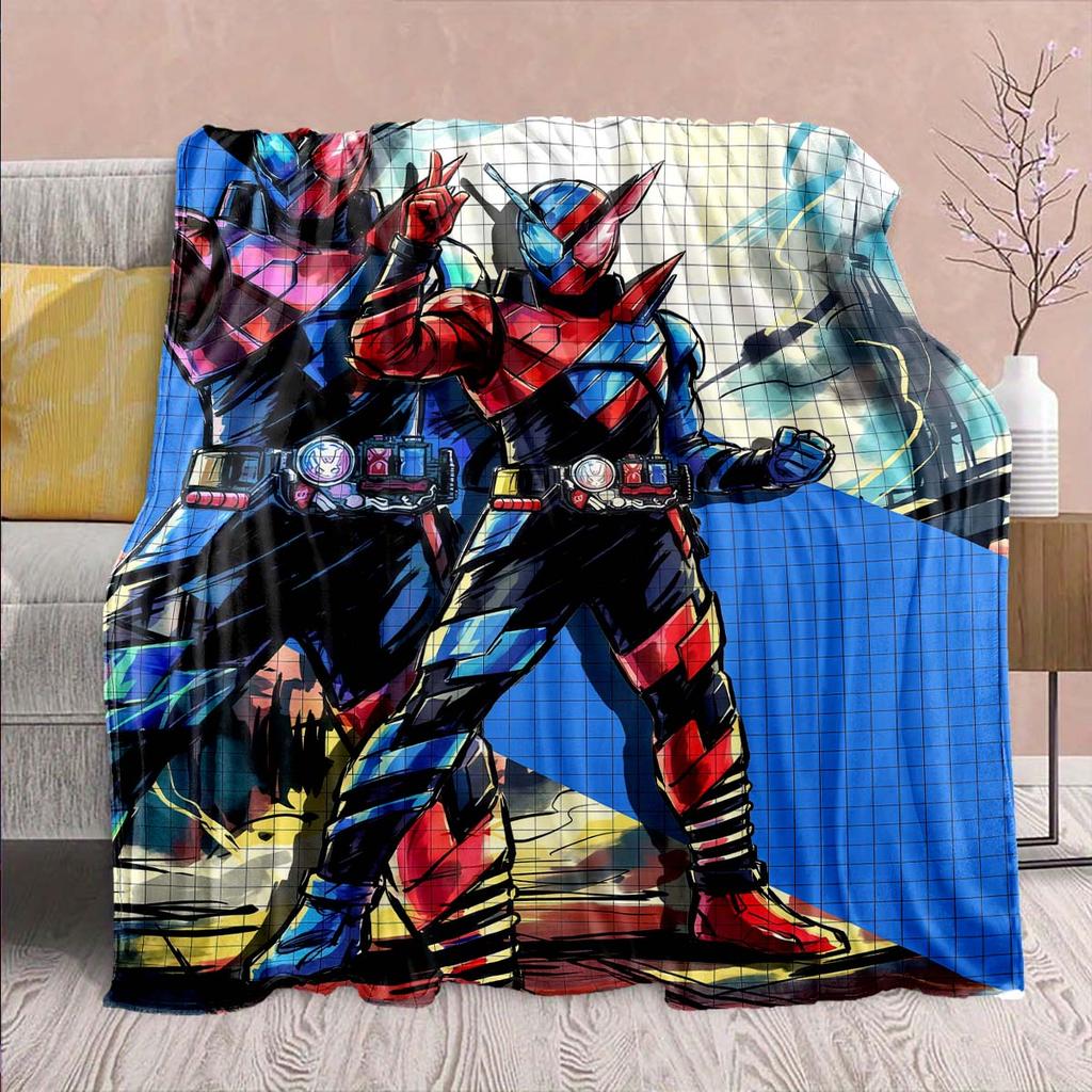 Kamen Rider Anime Flannel Blanket – Soft, Warm, Perfect for Sofas, Bedding, Camping, Travel, Office, and Home Decor – QJY