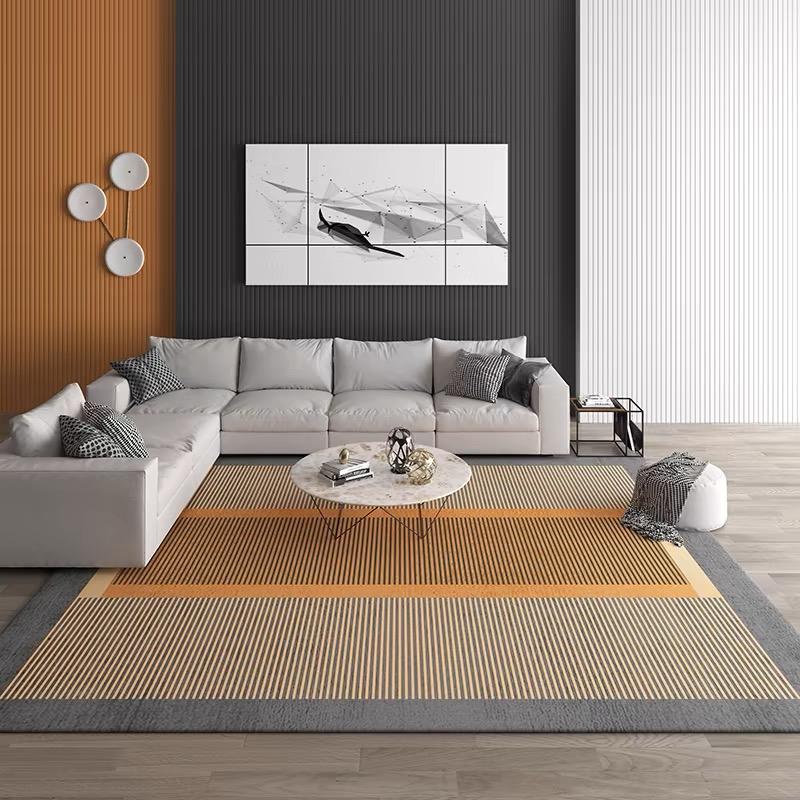 Light Luxury Crystal Velvet Carpet Orange Living Room Large Area Carpet Sofa Coffee Table Mat Home Bedroom Hallway Carpet