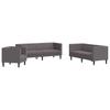 3 Piece Chesterfield Sofa Set Grey Faux Leather