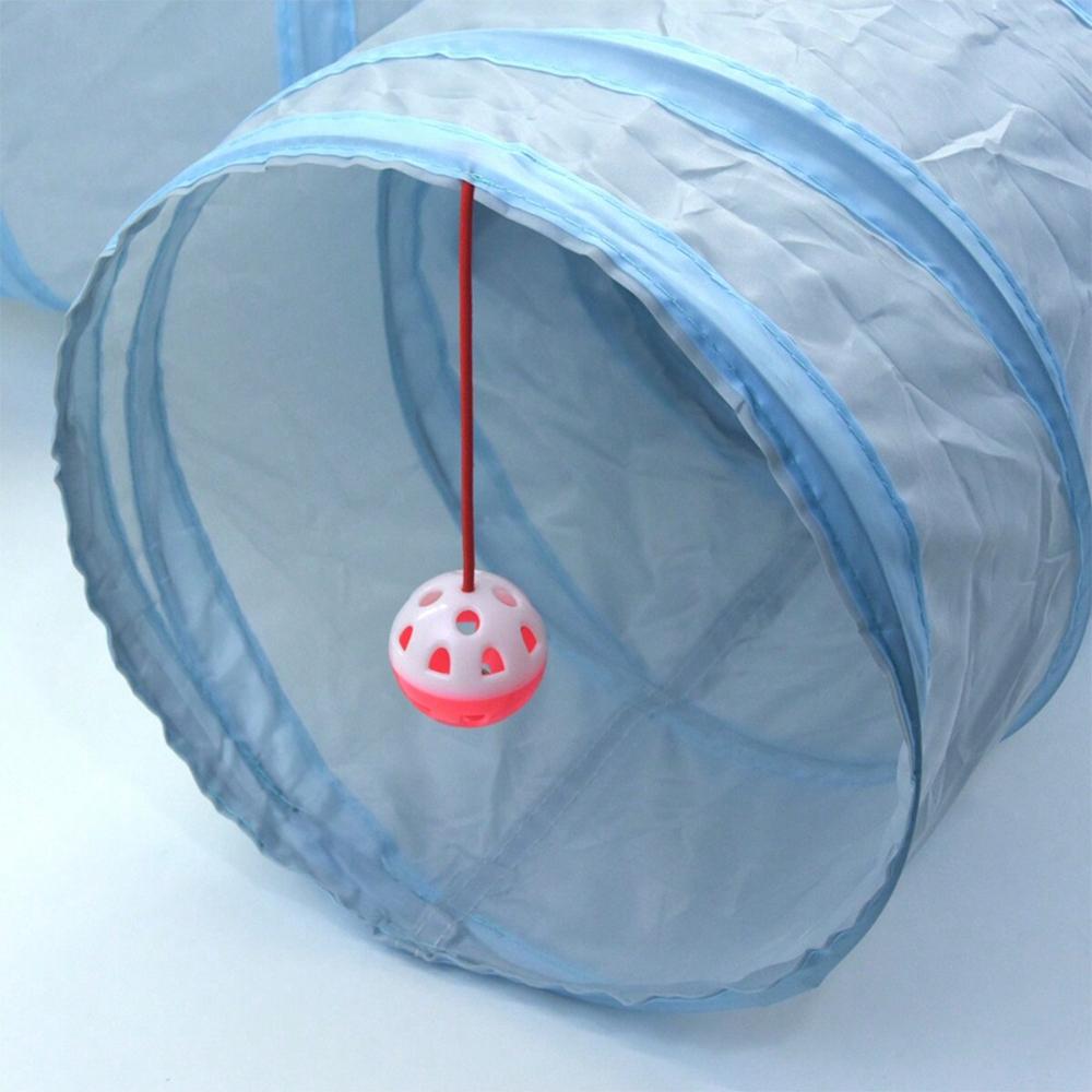 Cat Toys Gray 3-Way Foldable Pet Cat Tunnel Tube Toy Kitten Tunnel Toy with Peep Hole Pet Training Interactive Toy Tunnel Tube