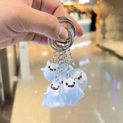 Luminous Halloween Ghost Keychain Cute Cartoon Accessories for Women Couple Family Keychain Pendant