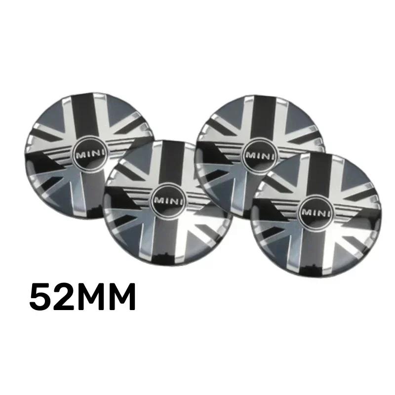 4Pcs 52MM Car Wheel Center Hub Stickers Logo for Mini Cooper JCW R50 R52 R53 R56 R57 R58 R60 MINI CLUBMAN COUNTRYMAN Accessories