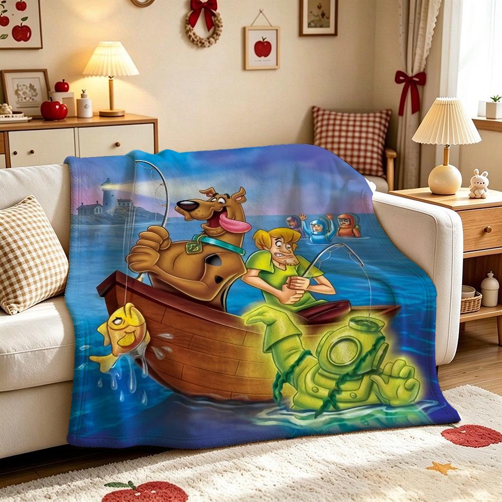Cool Scooby Doo Flannel Printed Blanket Cozy Warm Fleece Blanket For Living Room Bedroom Gaming Room Lightweight Home Decor Valentine'S Day Gift