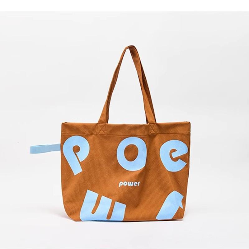 2026 Trendy Dopamine Letter Contrasting Canvas Bag Harajuku Academy Of Arts Style Shoulder Tote Large оранжевый