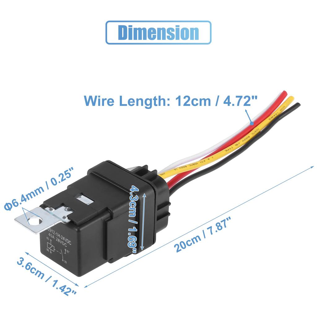 X AUTOHAUX Relay Socket Car Relay JD2912 4 Pole 40A DC24V Car Wire Bundle Switch Power Universal Waterproof 3 Pack