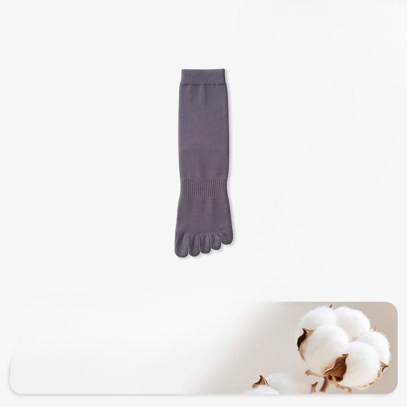 Cotton Five-heel Socks for Men, Mid-length, Suitable for Spring and Autumn, Sports Style, Black Pure Cotton Toeless Socks, Foot Coverings