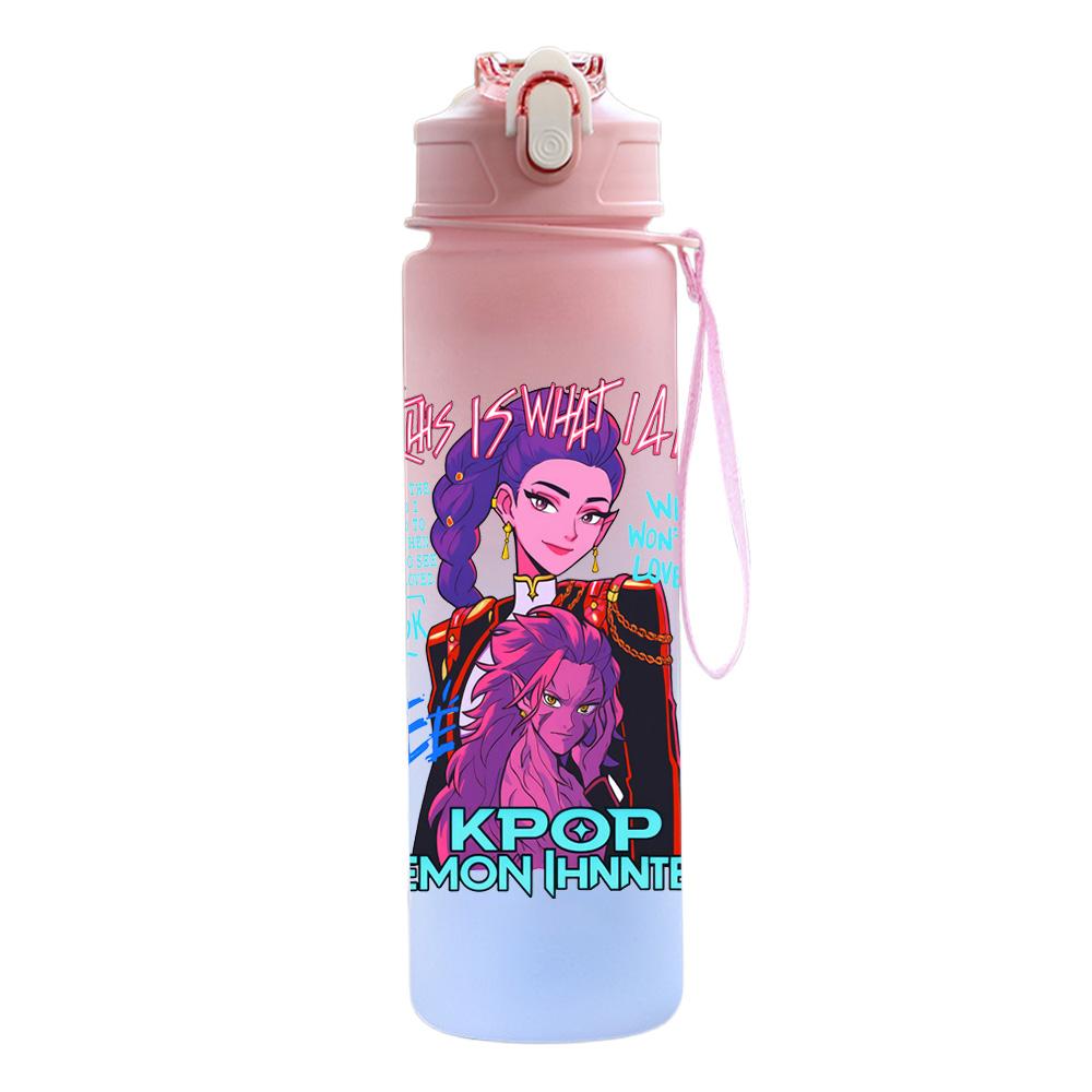 750Ml Water Bottle Cartoon K-Pop Demon Hunters Printed Large Capacity Drinking Cup Portable Outdoor Sports Water Cup Children Kid Gift