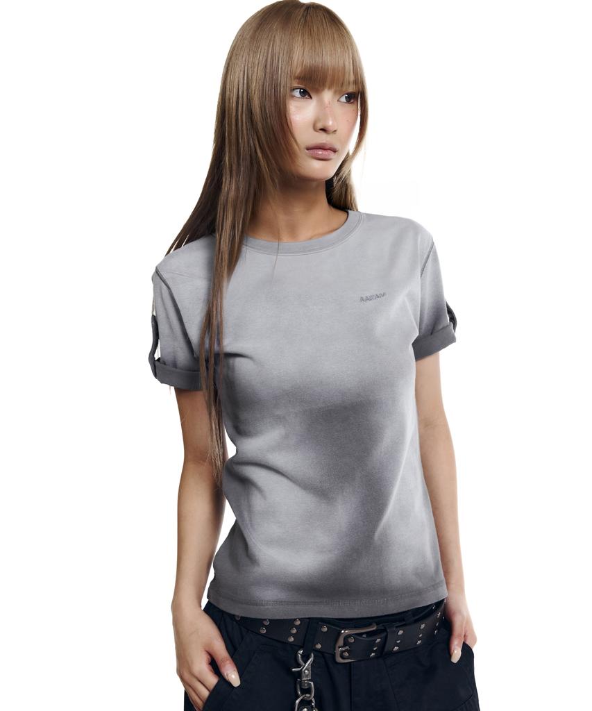 AAKAM Dirty Mist Roll-Up Half Top (Dark Gray)