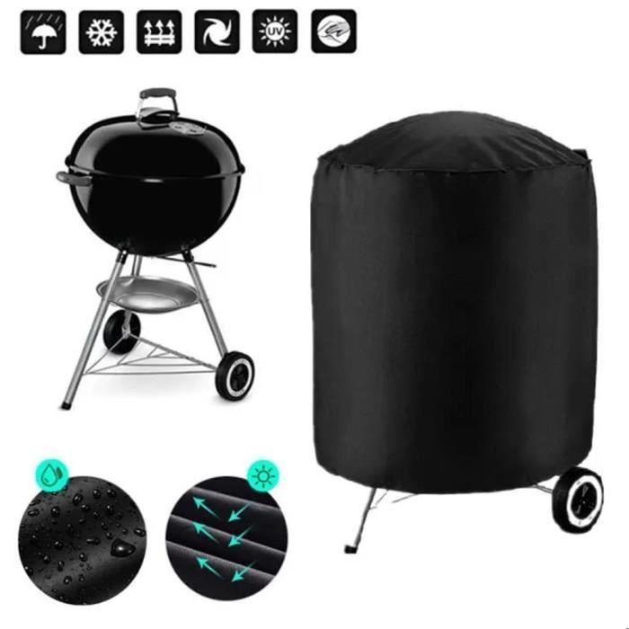 Housse Barbecue Bâche Couverture 77 x H 58cm Rond Housse Bâche de Protection BBQ Couverture Anti-poussière Noir