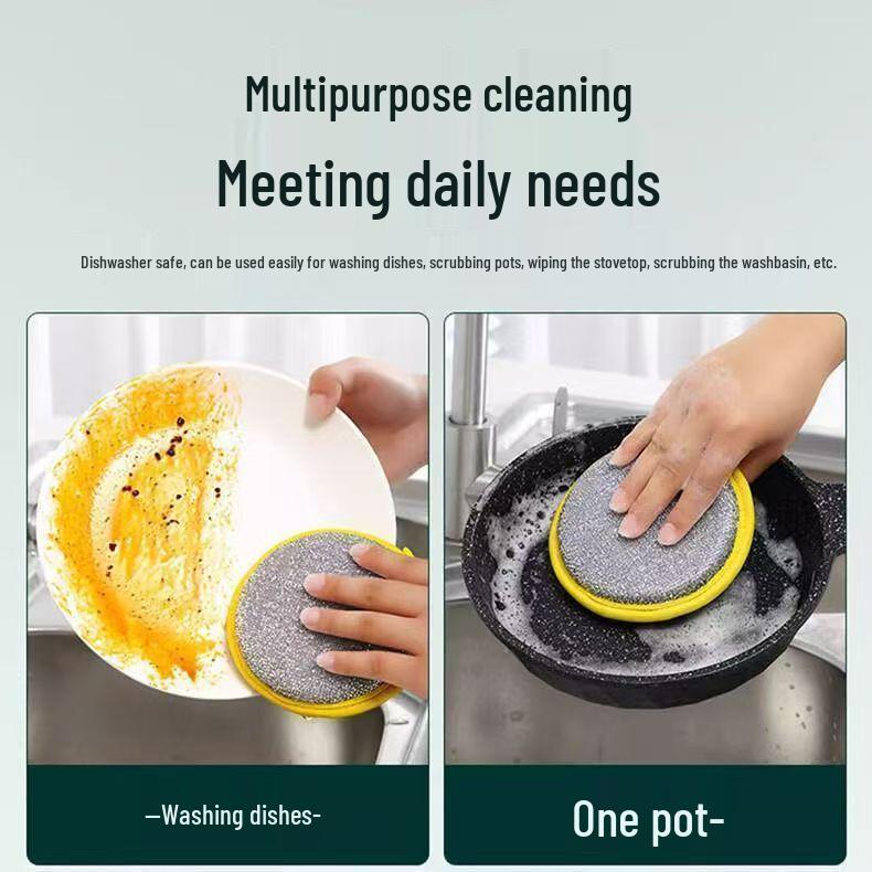 Double-Sided Kitchen Sponge and Scourer – Non-Stick Oil Cleaning Pad and Cloth for Dishwashing and Pots